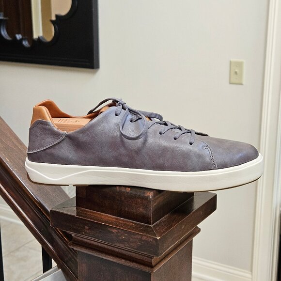 OluKai Men's Lae'Ahi Li 'Ili Leather Sneakers, Stone/Gray, Sz 12 - Picture 8 of 16